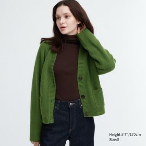 Uniqlo Green Soufflé Yarn Cardigan